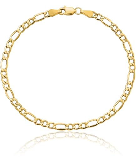 IceCarats 14K Yellow Gold 3.5mm Figaro Chain Link Bracelet, Polished
