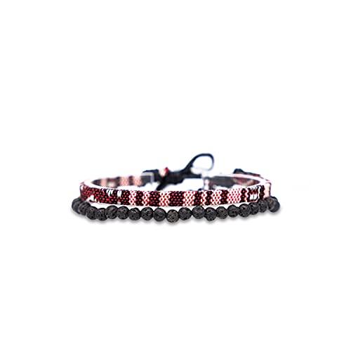 Made by Nami 2 Pcs Boho Surfer Bracelets for Men and Women Waterproof and Adjustable Beach Bracelets for Men and Women Set of 2 Beaded & Braided - color: Lava-Beads & Ruby Red