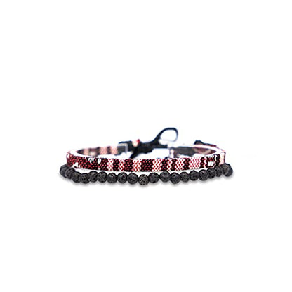 Made by Nami 2 Pcs Boho Surfer Bracelets for Men and Women Waterproof and Adjustable Beach Bracelets for Men and Women Set of 2 Beaded & Braided - color: Lava-Beads & Ruby Red