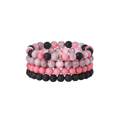 Fengling 4 PCS Beaded Crystal Bracelet for Women 8mm Natural Gemstones Handmade Bracelet for Girls Healing Stretch Bracelets Crystal Jewelry for Women Gifts
