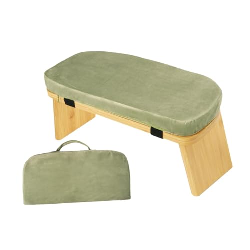 Wooden Meditation Stool Kneeler Chair Hip Support Ergonomic Soft for Living Room Tea Ceremony Indoor Outdoor Leisure Balcony - color: Green