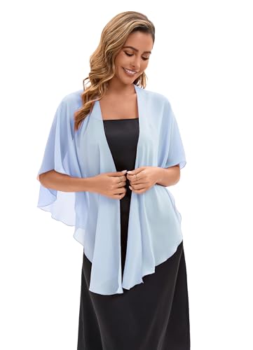 Baoqiya Chiffon Shawl Evening Scarf Shawls and Wraps for Women Wedding Party Bridal Scarves Cover Ups - color: Sky Blue