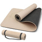 PAIDU Yoga Mat Non Slip Anti-tear,extra thick-2/5 inch（10MM）High Resiliency Professional POE Yoga Mats for Women Men Kids,72"x24"inch,Workout, Yoga, Pilates and Floor Exercise, with Carrier Strap - color: Beige+Black.