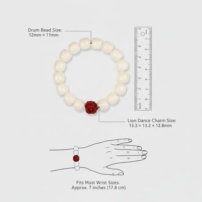 White Jade Bodhi Seed Bracelet for Women Healing Anxiety Relief Jewelry - Natural Bodhi Seeds with Red Lion Amulet - Spiritual Yoga & Meditation Gift for Her