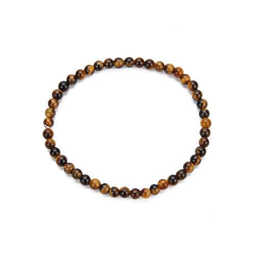 4MM Mini Gemstone Energy Bracelets Tiny Bracelet Natural Stone Statement Bracelet Charm Beaded Couples Bracelets - color: Tiger Eye