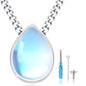 Urn Necklace for Ashes 925 Sterling Silver Cremation Pendant Horse/Dragon/Owl/Moonstone/Opal/Turquoise/Moss Agate/Malachite Keepsake Memorial Jewelry for Women Men - style: Moonstone
