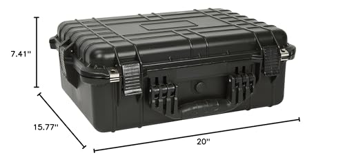 Strongway 20in. Plastic Waterproof Storage Case With Foam, Ammo Box, Fit Use of Drones,Camera,Equipments,Pistols, (Black) - color: Black