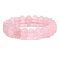 Keleny Semi Precious Stones 14mm Faceted Oval Beads Crystal Rock Elastic Bangle 7.5 Inch - color: A Grade Rose Quartz