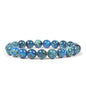 Justinstones Gem Semi Precious Gemstone 10mm Round Beads Stretch Bracelet 7 Inch Unisex - color: Blue Sea Sediment Jasper