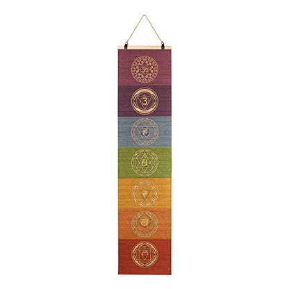CosplayStudio Bamboo Scroll Yoga Symbol Wall Art Banner For Meditation 7 Chakra Mandala Yoga Painting | Wall Hanging Bamboo Curtain Decoration For Meditation Studio Room