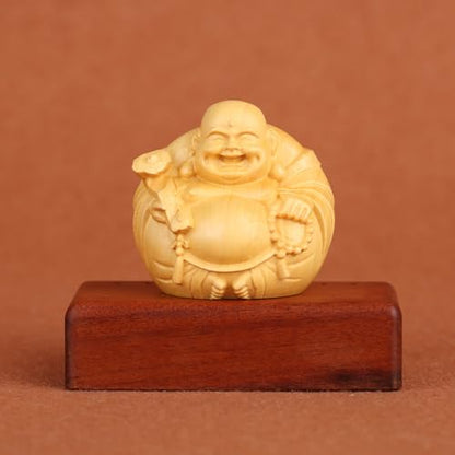 Antique Maitreya Wooden Statue Accents - Zen Meditation Wood Sculpture Decor for Living Room, Spa Or Yoga Studio Centerpiece Books Living Room Bedroom Ornament