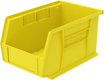 Akro-Mils 30237 AkroBins Plastic Storage Bins, Space-Saving Stackable Bins for Garage, Pantry, Craft Organization, 9" x 6" x 5", Yellow, 12-Pack - color: Yellow