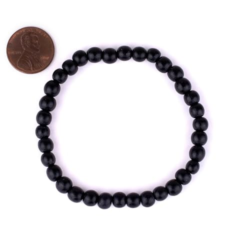 Wood Bead Bracelet - color: Black, size: Small Beads