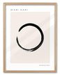 EcoHest Framed Wall Art Zen Buddhism Wabi Sabi Abstract Enso Symbol, 16x20 in OAK Wood Minimalist Japandi Ink Stroke Canvas Wall Art, Mindfulness Meditation Bedroom Set of 1 For Living Room