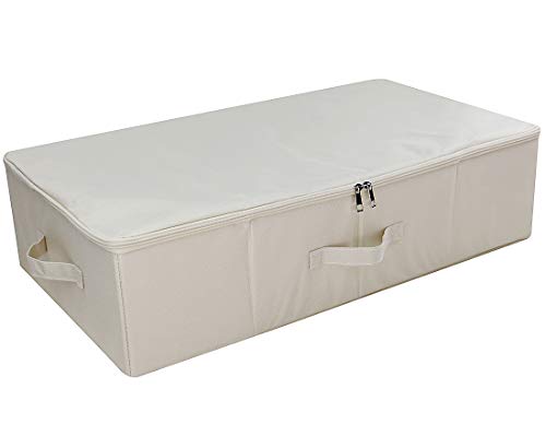 iwill CREATE PRO Folding Under Bed Shoes Storage Organiser Bins with Lid, Underbed Clothes Organizer Basket, Garment Storage Boxes, Beige - color: Beige,1pc, size: 70*40*18cm