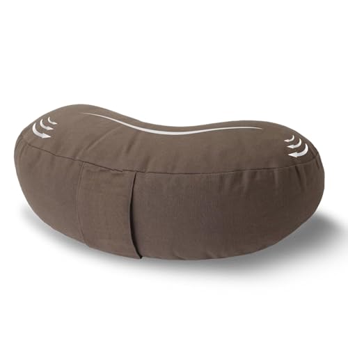 Meditation Cushion, Buckwheat Filling, Washable Organic Cotton Cover, Carry Handle, Mindful Comfort, Reduce Tailbone Pressure & Improve Posture Cedar - color: Cedar