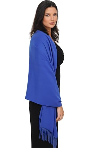 Ocomfly 100% Pashmina Scarf for Women - Premium Womens Scarves - Gift Boxed - Shawls or Wraps - Ultra Soft and Warm - color: Cobalt Blue