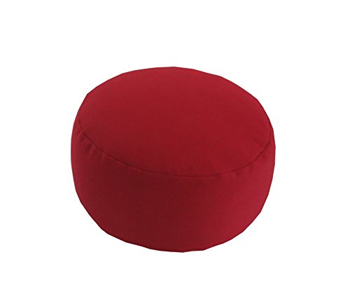 Round Buckwheat Zafu Meditation Cushion - color: Red