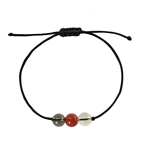 BOHO GARDEN Healing Bead Bracelets - Spiritual Crystal Beaded Bracelet - Made of 3 Real & Natural Gemstones, Adjustable 3-9.7” Black Rope - Gem Stones Jewelry for Men, Women, Teens (13+) - 8mm Bead - color: GoodLuck
