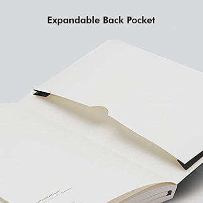 myPAPERCLIP Executive Series A5 Ruled Notebook | 192 Pages, 80 GSM, Soft Cover, A5 (5.83 x 8.27 in) | Flat Lay | Bookmark, Elastic Closure & Back Pocket | Black - color: Black, size: A5, Ruled