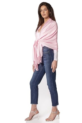 Sakkas 78" X 28" Rayon from Bamboo Soft Solid Pashmina Feel Shawl/Wrap/Stole - color: Baby Pink