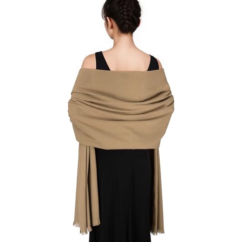 Pashmina shawls and wraps for Evening Dresses Scarf for Women Winter Shawl Wraps for Women Weedings - color: Camel-8