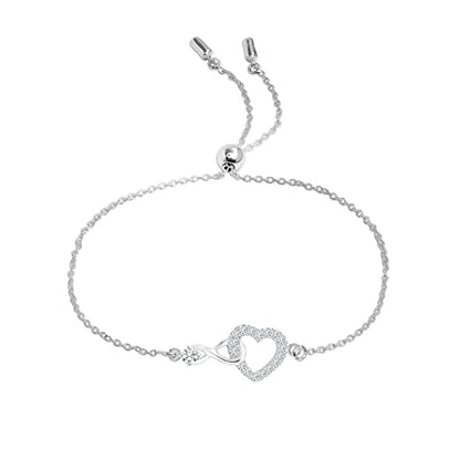 LeCalla 925 Sterling Silver Bracelets for Women | Italian Handmade Adjustable Sliding Bolo Bracelet Jewelry | Lightweight Adjustable Silver Chain Bracelet for Women | Hypoallergenic Jewelry Gifts - style: Infinity Heart
