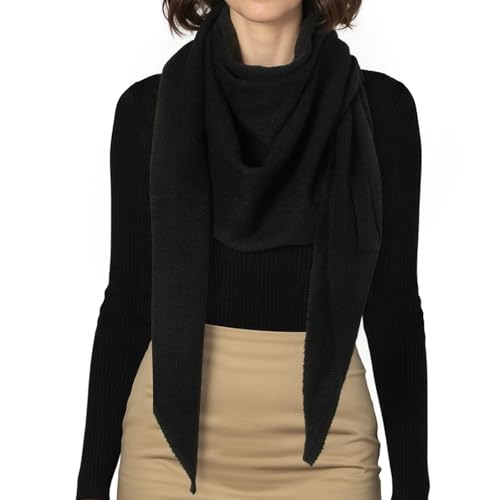 RIIQIICHY Shawl Wrap Women Pashmina Triangle Cape Knit Sweater Scarf for Fall Winter Fashion Accessory - color: Black