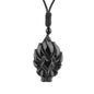 Black Obsidian Necklace Protection Pendant with Extended Bead Chain Healing Crystal Stone Amulet Necklace for Men Women - color: FoxC
