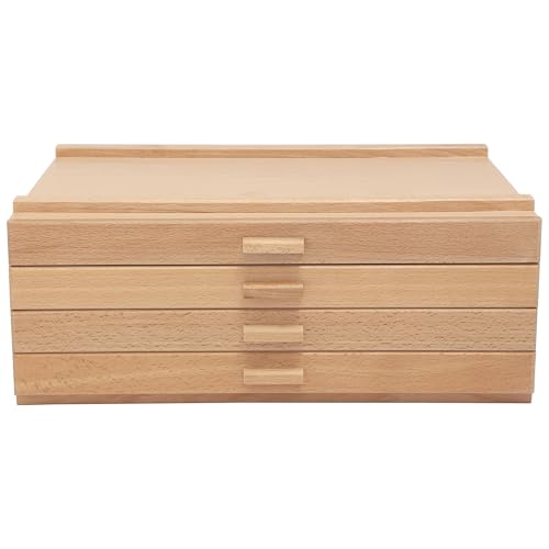HG Art Concepts 4-Drawer Artist's Chest Craft Storage Box, Natural Birch Finish, Foam-Lined Drawers for Brushes, Removable Dividers, Sturdy Wood Construction, Stackable Solution - size: 4 Drawer