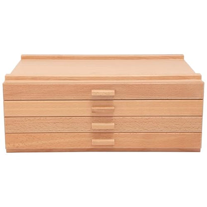 HG Art Concepts 4-Drawer Artist's Chest Craft Storage Box, Natural Birch Finish, Foam-Lined Drawers for Brushes, Removable Dividers, Sturdy Wood Construction, Stackable Solution - size: 4 Drawer