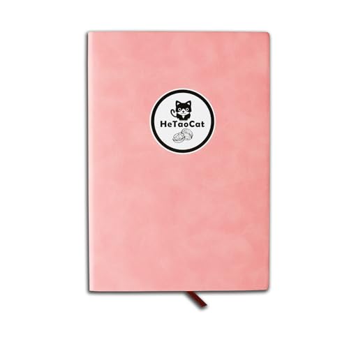 HeTaoCat Lined Journal Notebook, 200 Numbered Pages, A5 Medium Size (5.7'' x 8.3''), for Men & Women, Journaling, Writing, Work & Office, Soft-sided Leather Hardcover, 100 GSM Thick Paper (Pink) - color: Pink