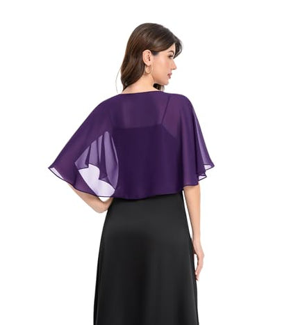 Baoqiya Capelets for women Chiffon Cape Soft Shawls and Wraps Wedding Capes 1920s flapper Cover Up - color: Purple
