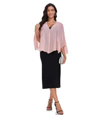 Shawls and Wraps for Evening Dresses Chiffon Soft Shawl for Wedding Guest Party Cover Up - color: Blush