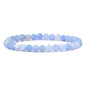 Justinstones Gem Semi Precious Gemstone 6mm Round Beads Stretch Bracelet 6.5 Inch Unisex - color: Light Blue Weathered Agate