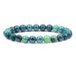 Keleny Gem Semi Precious Gemstones 8mm Natural Stone Round Beads Rock Crystal Jasper Stretch Bracelet 7 Inch Unisex - color: Electroplated Green Chrysoprase