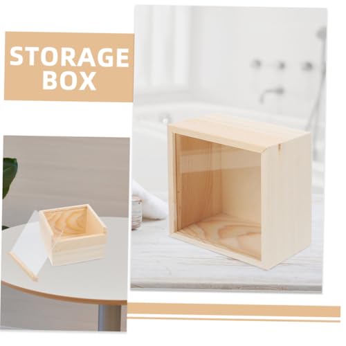 Luxshiny 2Pcs Acrylic Sliding Lid Storage Box Visible Wooden Craft Organizer for Jewelry and Small Items Multi-Purpose Storage Solution