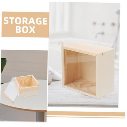 Luxshiny 2Pcs Acrylic Sliding Lid Storage Box Visible Wooden Craft Organizer for Jewelry and Small Items Multi-Purpose Storage Solution