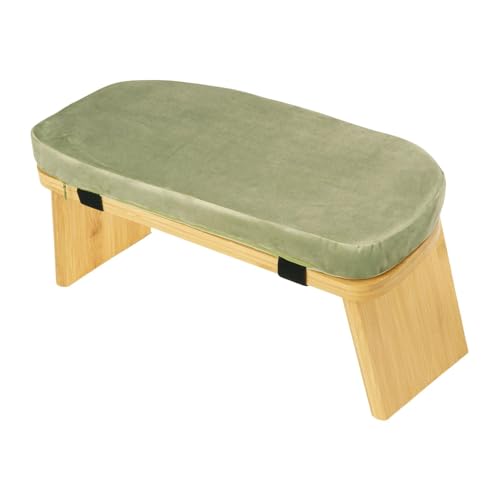 HouseVibe Meditation Bench Kneeling Stool Ergonomic Wood with Soft Cushion, Foldable, Portable Prayer Bench, Meditation Stool- Green - color: Green