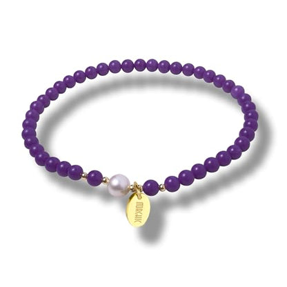 Morchic 4mm Natural Gemstone Beads Stretch Bracelet for Women, With Freshwater Pearls, Energy Gem Birthday Gift for Her 7.2” - color: Phosphosiderite