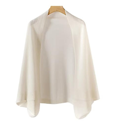 Huralona Women's Open Front Wool Shawl Wrap Scarf with Sleeves Outer Warm Knitted Poncho Cape Fall Winter - color: White