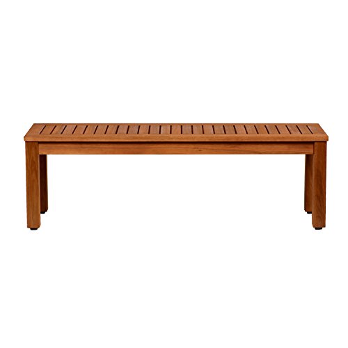 Amazonia Aster Backless Patio Eucalyptus Wood | Ideal for Outdoors and Indoors, 53", Brown Bench