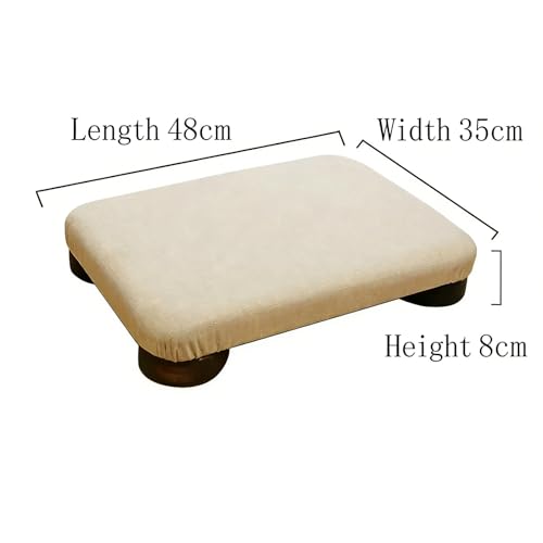Meditation Floor Cushion with Wooden Legs,Portable Seating Pillow for Yoga, Tea Ceremony,and Living Room, Soft Linen Fabric, Low Profile Floor Seat for Adults, Large