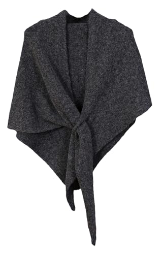 Shawls Wraps Women Triangle Sweater Scarf Warm Wool Blend Pashmina Cape Cold Weather Neck Warmer Winter Fall Accessory - color: Solid-dark-gray