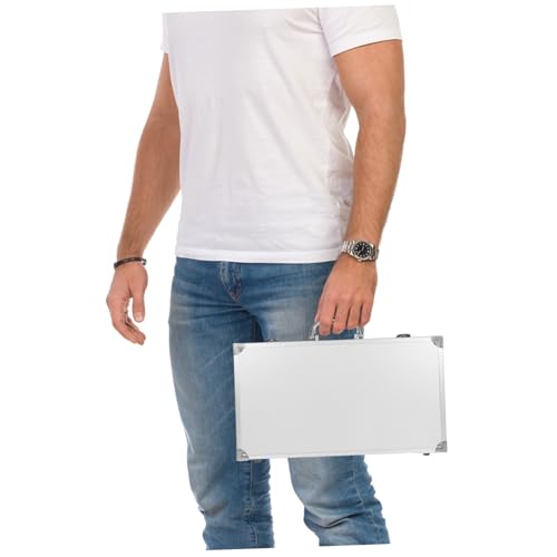 Ipetboom Aluminum Hard Case With Foam, 14x3x8 Inches Metal Tool Container Travel Case Locking Briefcase Case with Foam - color: White