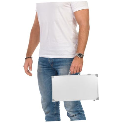 Ipetboom Aluminum Hard Case With Foam, 14x3x8 Inches Metal Tool Container Travel Case Locking Briefcase Case with Foam - color: White