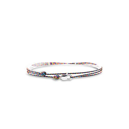 Made by Nami Nautical Rope Bracelet for Men Waterproof & Adjustable Wrap String Bracelets with Snap Hook Gift for Him - color: Dark Retro Silver
