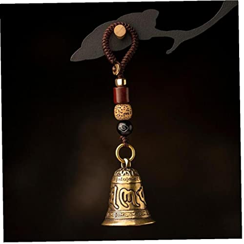 Vintage Brass Bell Six-Word Bell Keychains Tibetan Buddhist Meditation Bell Lanyard Car Hanging Pendants Accessories