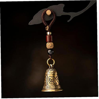 Vintage Brass Bell Six-Word Bell Keychains Tibetan Buddhist Meditation Bell Lanyard Car Hanging Pendants Accessories