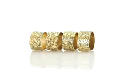 Engraved Mandala Ring - Wide Open Cuff Unisex Meditation Jewelry - Unique Spiritual Ring